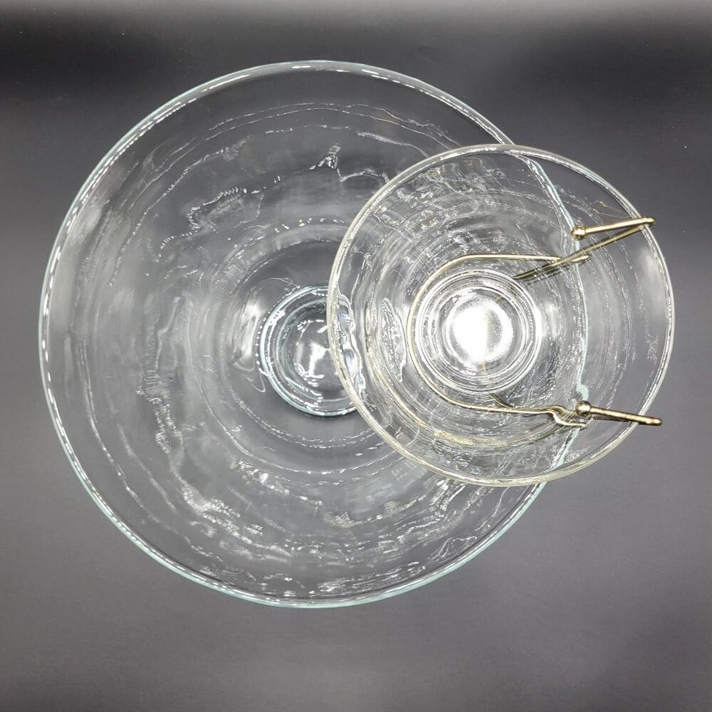 Vintage Indiana Clear Glass 3-Piece Chip N Dip Bowl Set MCM Design - Picture 4 of 11